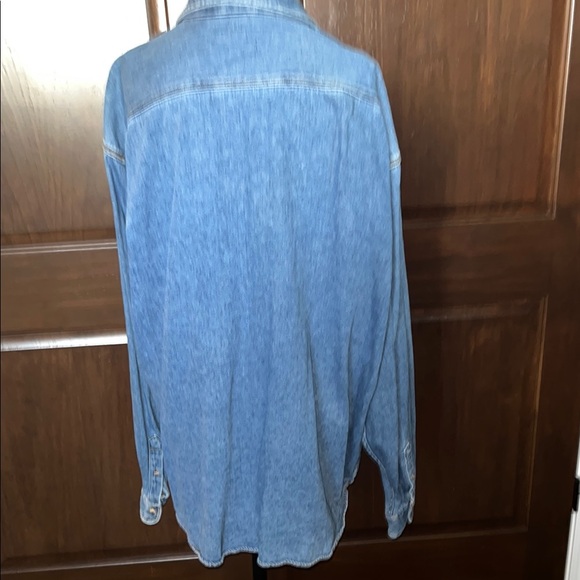 Disney Blue Denim Button Down Shirt with Embroidered Characters - Picture 3 of 5